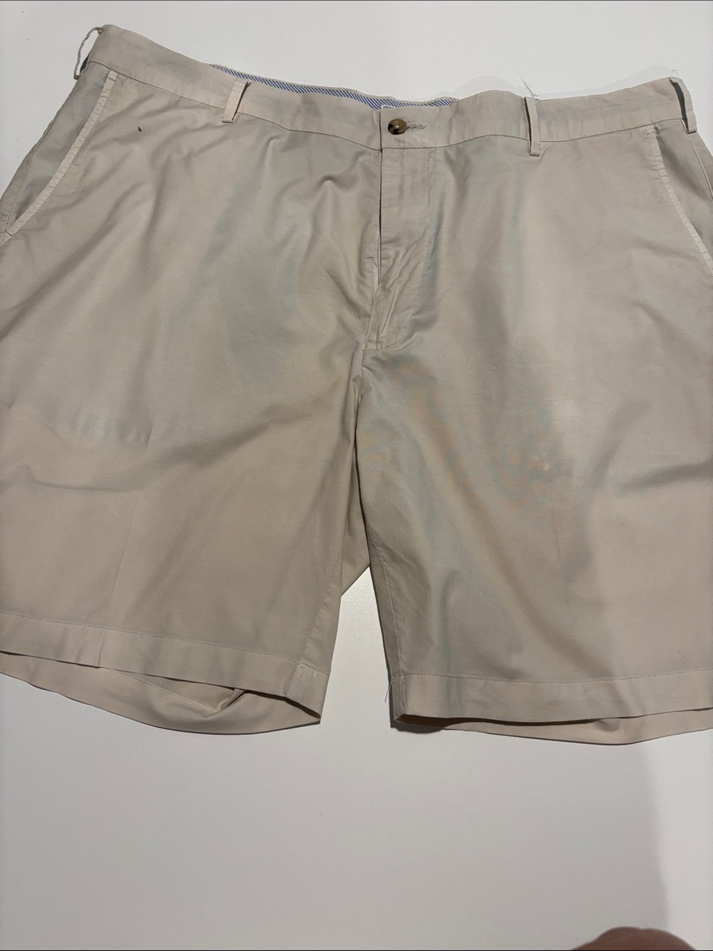 Peter Millar Light Beige Flat Front Chino Shorts 8 inch